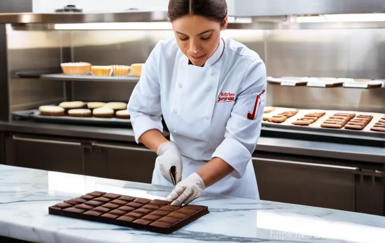 제과제빵 시험 중 실전 꿀팁 - **A focused female pastry chef, mid-20s to early 30s, with a serious but determined expression, meti...